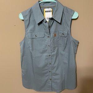 NWT Carhartt Sleevless Button down Top
